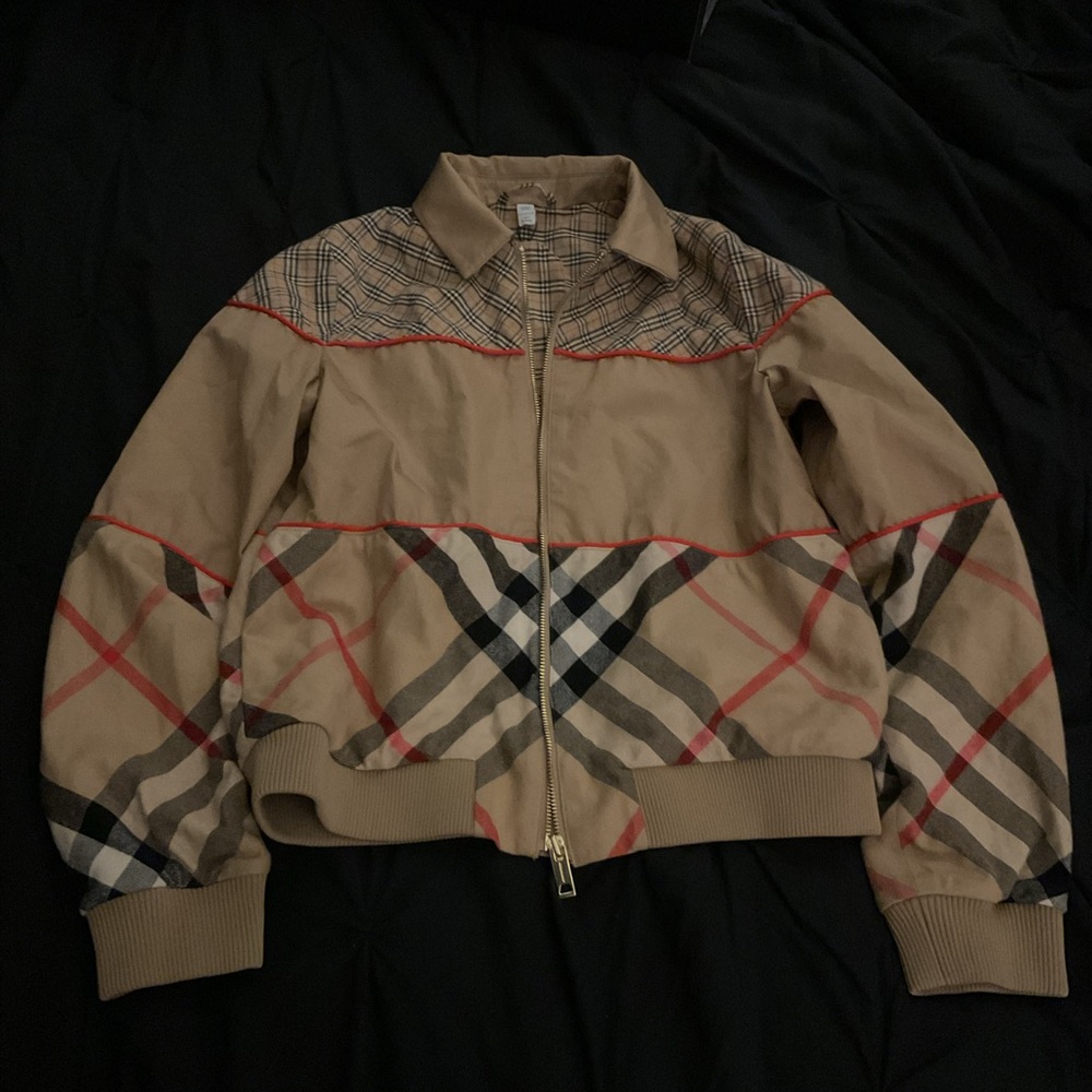 Burberry Tan and Red Kids Jacket